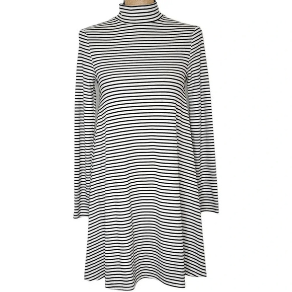 MINKPINK Remember We Flared Women's Striped Mock Neck Shirt Dress Size XS New - Picture 1 of 11